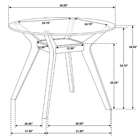 Paxton Brown Round 48-inch Glass Top Counter Height Dining Table by Coaster at Eve Furniture