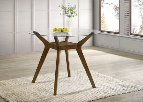 Paxton Brown Round 48-inch Glass Top Counter Height Dining Table by Coaster at Eve Furniture