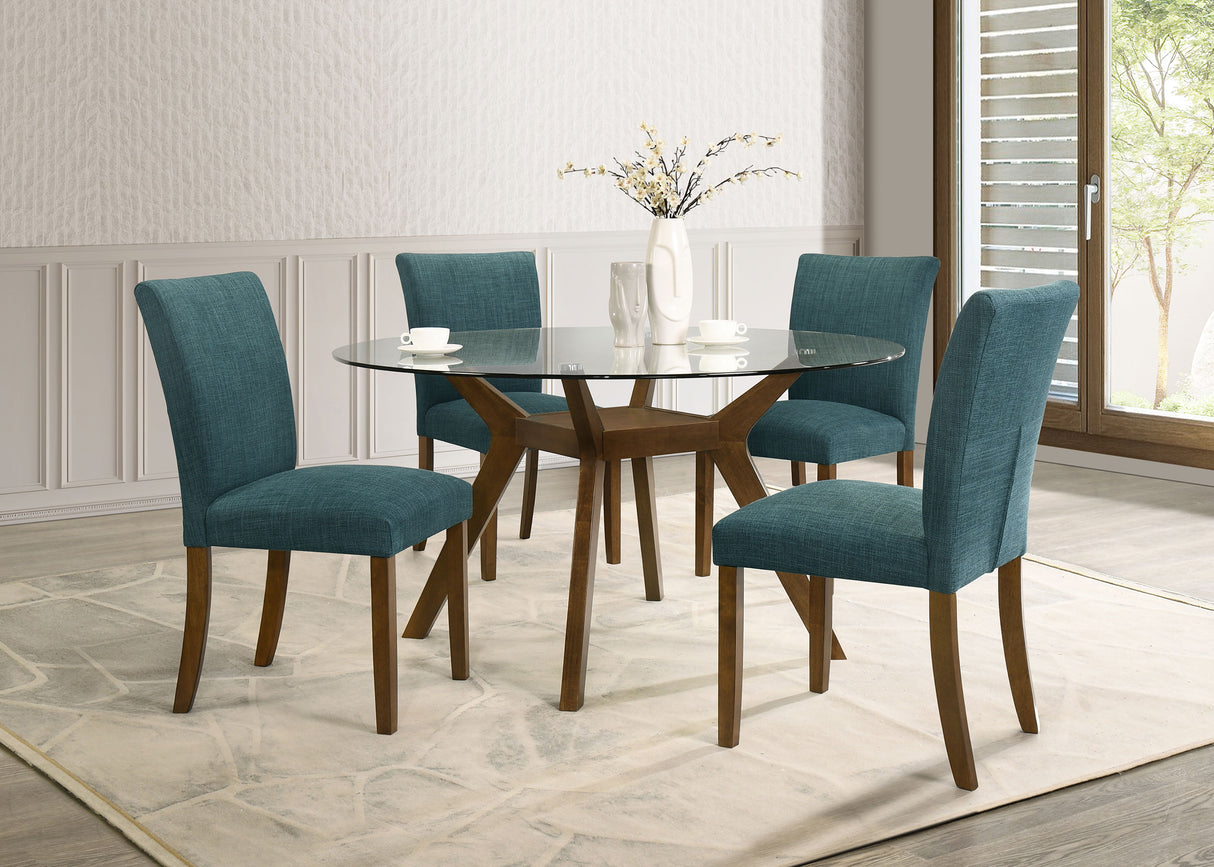 Paxton Brown Round 48-inch Glass Top Wood Dining Table by Coaster at Eve Furniture