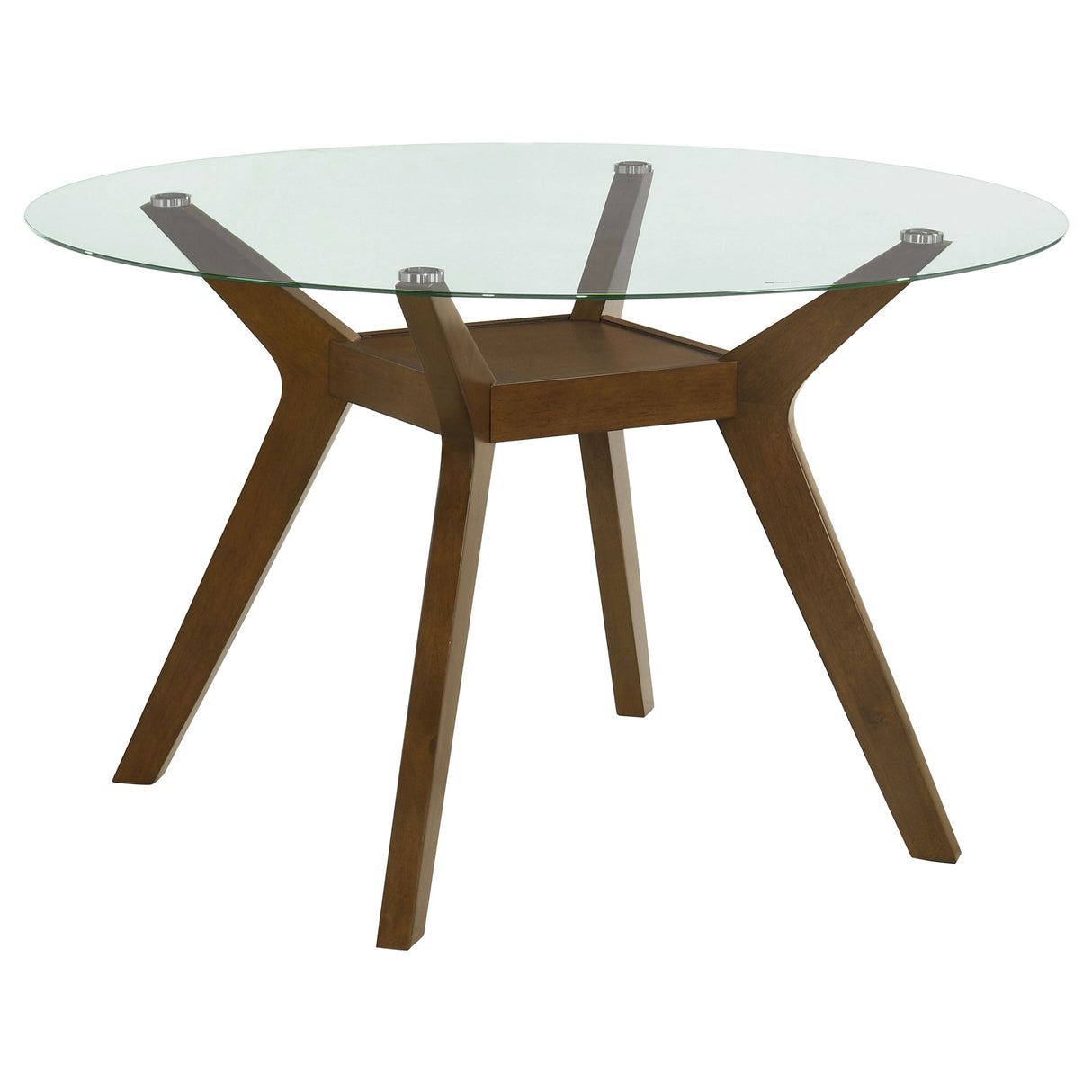 Paxton Brown Round 48-inch Glass Top Wood Dining Table by Coaster at Eve Furniture