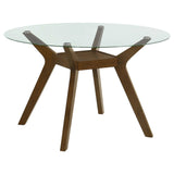 Paxton Brown Round 48-inch Glass Top Wood Dining Table by Coaster at Eve Furniture