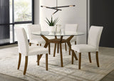 Paxton Brown Round 48-inch Glass Top Wood Dining Table by Coaster at Eve Furniture