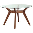 Paxton Clear and Nutmeg Round Glass Top Dining Table by Coaster at Eve Furniture