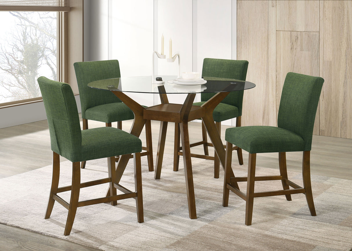 Paxton Green 5-piece Round Glass Top Counter Height Dining Set by Coaster at Eve Furniture