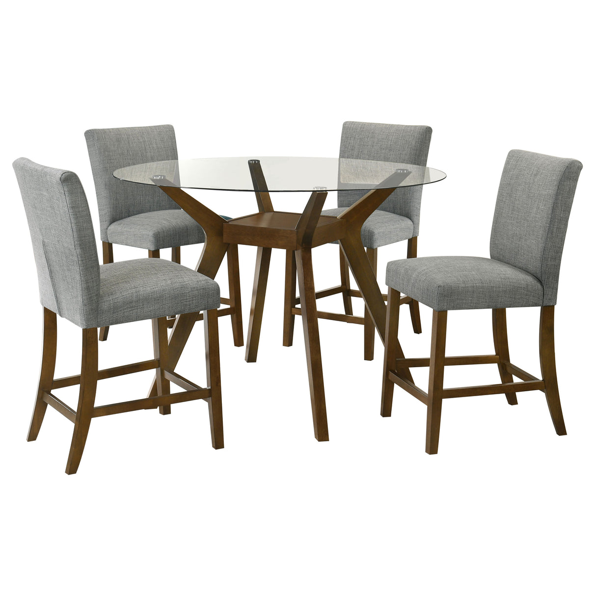 Paxton Grey 5-piece Round Glass Top Counter Height Dining Set by Coaster at Eve Furniture