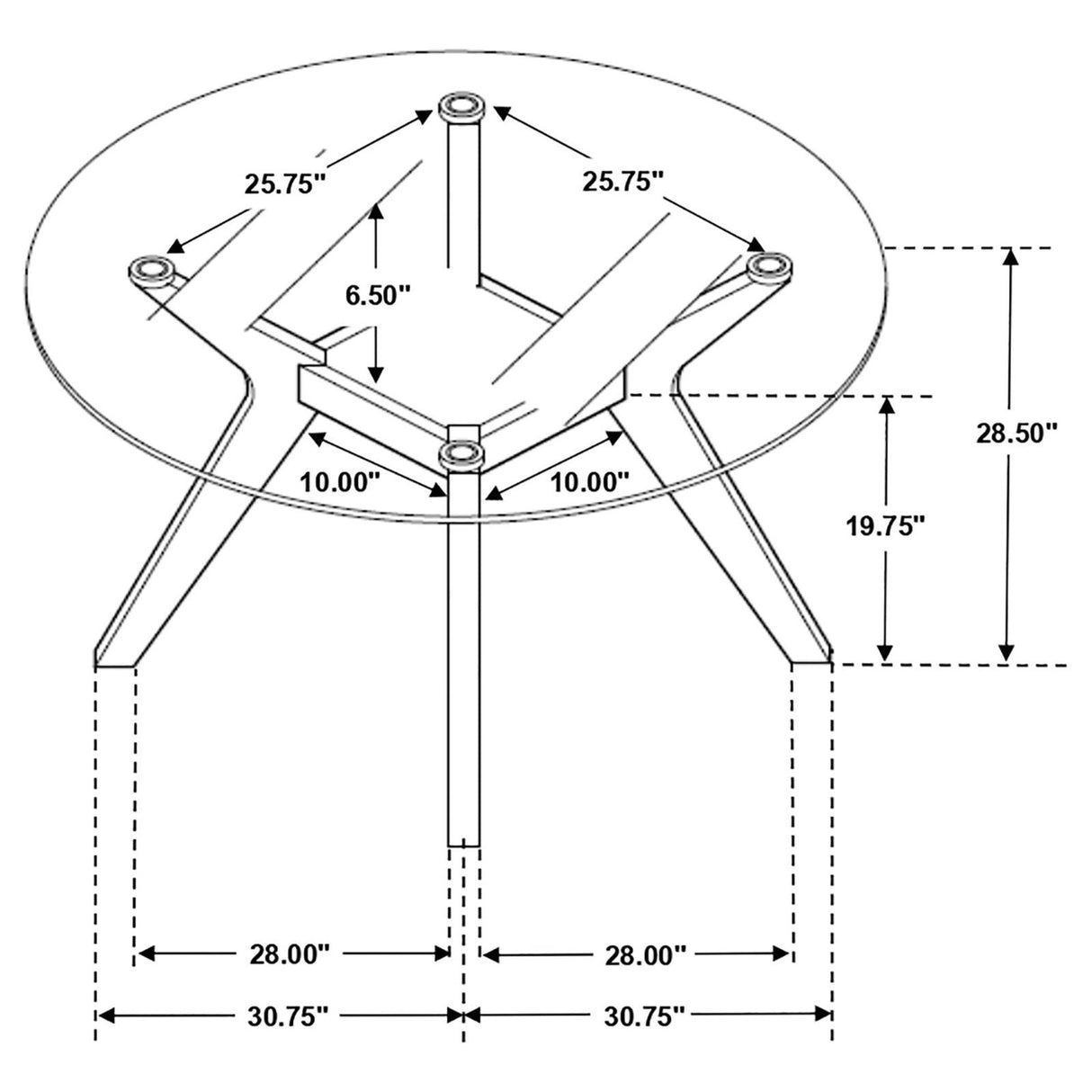 Paxton Round Glass Top Dining Table Clear and Nutmeg