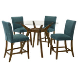 Paxton Teal Blue 5-piece Round Glass Top Counter Height Dining Set by Coaster at Eve Furniture