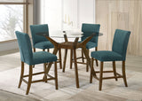 Paxton Teal Blue 5-piece Round Glass Top Counter Height Dining Set by Coaster at Eve Furniture