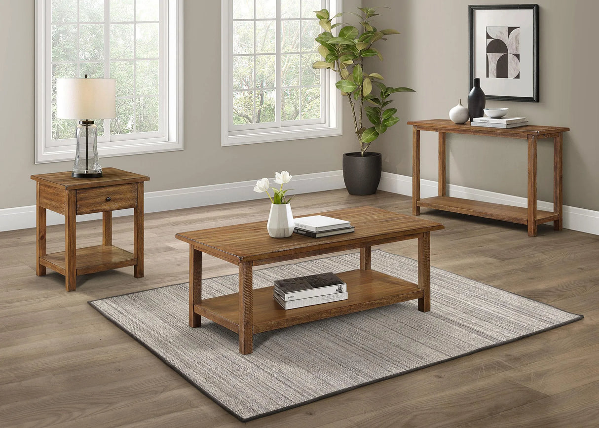 Payne Distressed Brown 1-drawer Wood End Table with Shelf by Coaster at Eve Furniture
