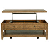 Payne Distressed Brown 48-inch Mobile Lift Top Coffee Table by Coaster at Eve Furniture