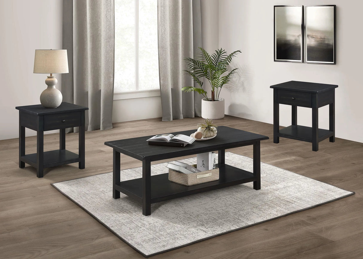 Payne Distressed Java 3-Piece Coffee and 1-Drawer End Table Set by Coaster at Eve Furniture