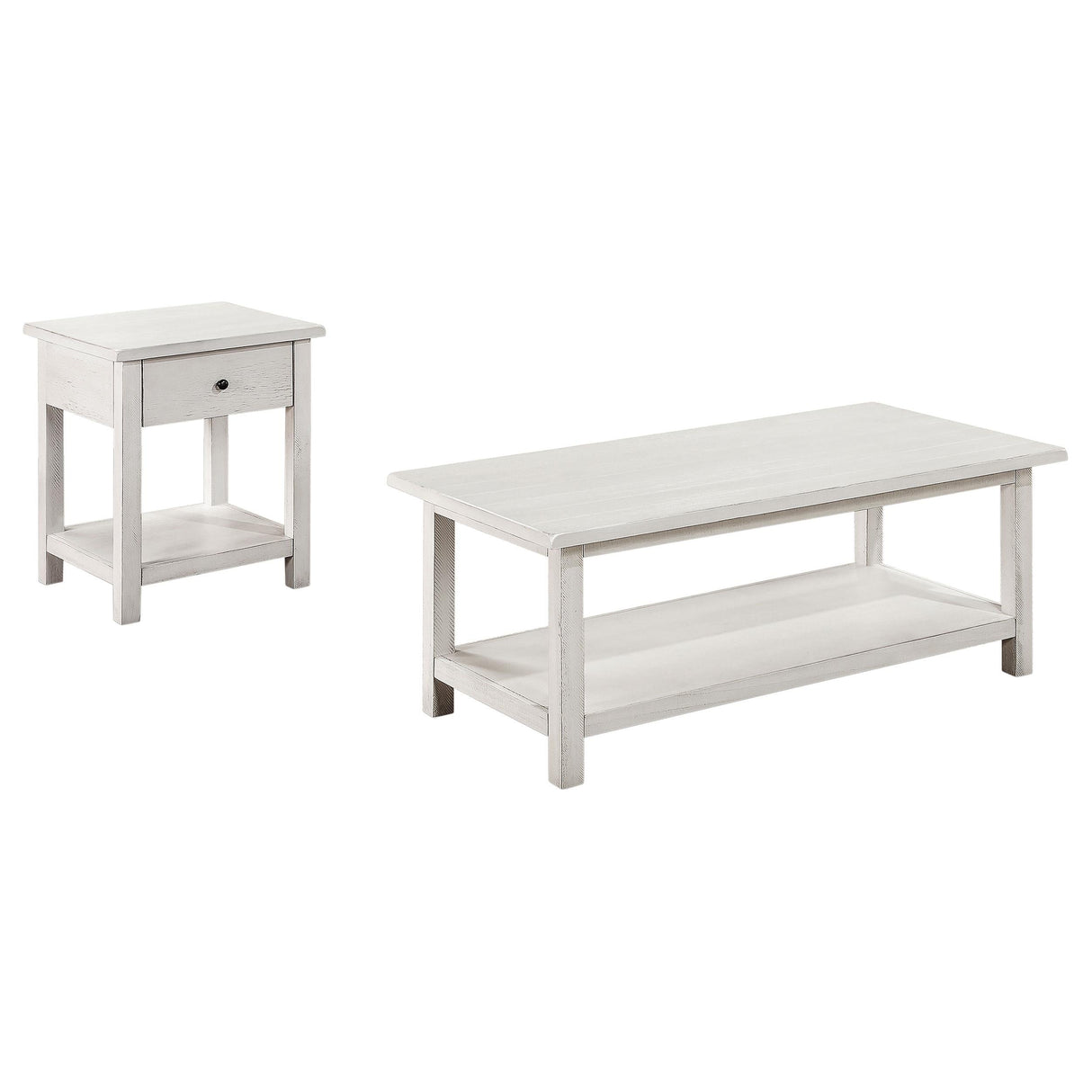 Payne Distressed White 2-Piece Coffee and 1-Drawer End Table Set by Coaster at Eve Furniture