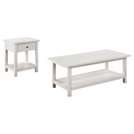 Payne Distressed White 2-Piece Coffee and 1-Drawer End Table Set by Coaster at Eve Furniture
