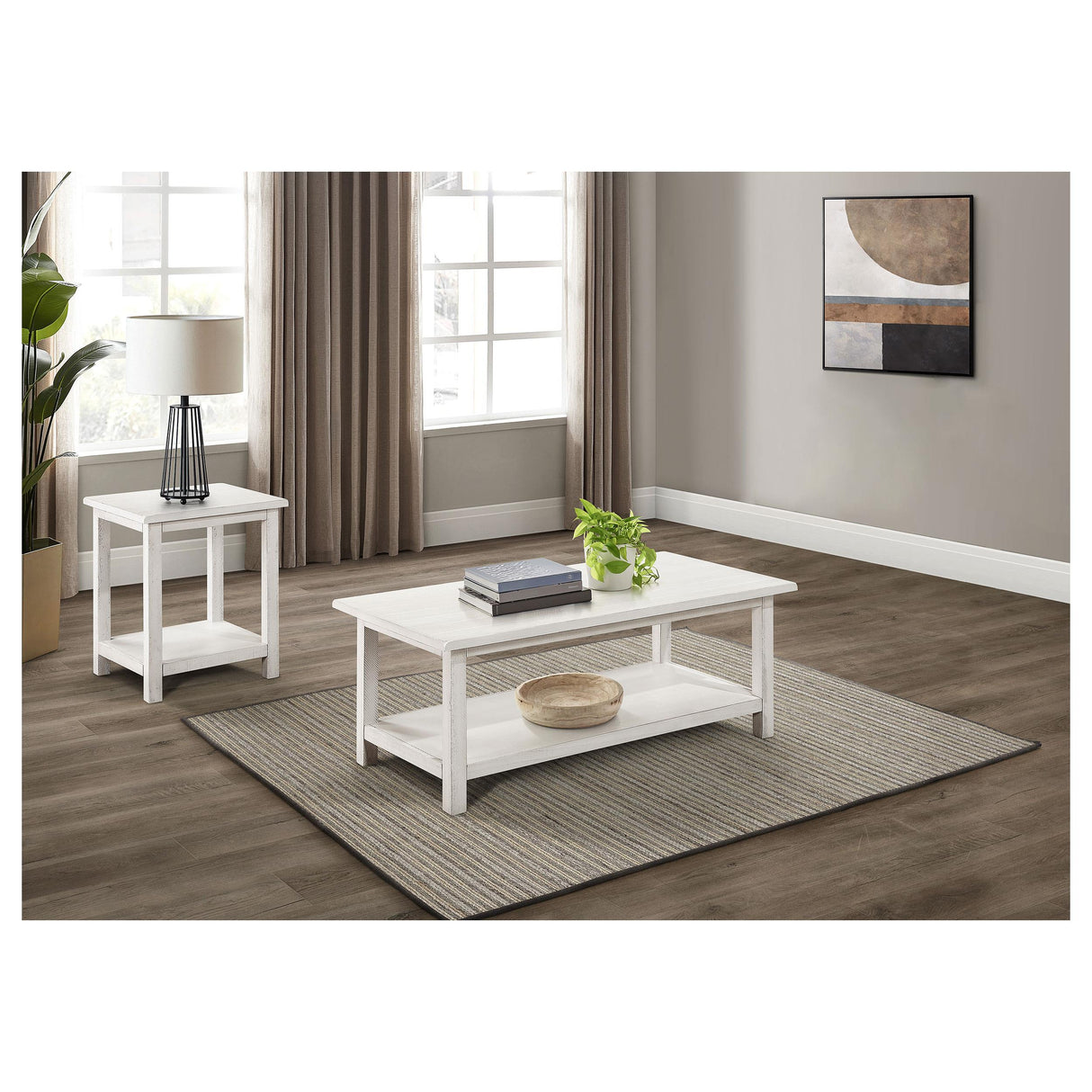 Payne Distressed White 2-Piece Coffee and End Table Set by Coaster at Eve Furniture
