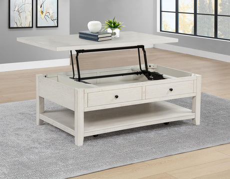 Payne Distressed White 48-inch Mobile Lift Top Coffee Table by Coaster at Eve Furniture