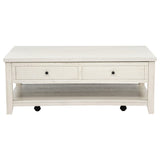 Payne Distressed White 48-inch Mobile Lift Top Coffee Table by Coaster at Eve Furniture