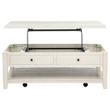 Payne Distressed White 48-inch Mobile Lift Top Coffee Table by Coaster at Eve Furniture