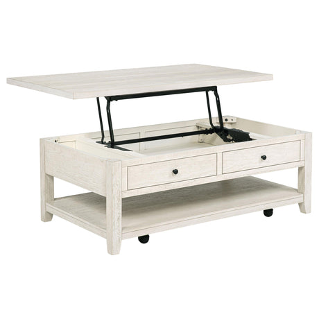Payne Distressed White 48-inch Mobile Lift Top Coffee Table by Coaster at Eve Furniture