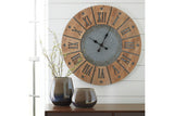 Payson Antique Gray/Natural Wall Clock by Ashley at Eve Furniture