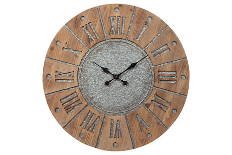 Payson Antique Gray/Natural Wall Clock by Ashley at Eve Furniture