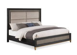Payson Black and Brown Queen Upholstered Panel Bed by Crown Mark at Eve Furniture