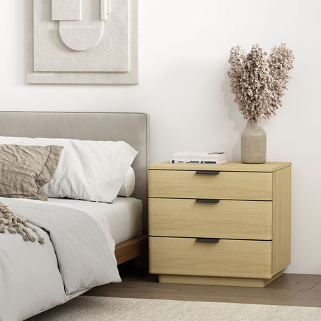 Payton Nightstand in Natural Oak and Black by Manhattan Comfort at Eve Furniture