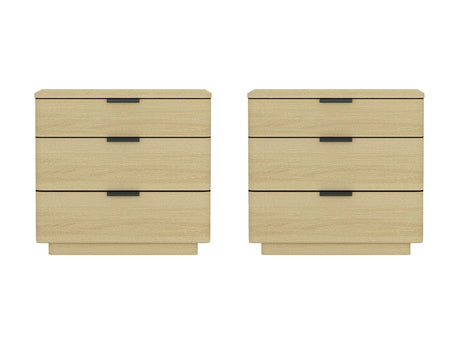 Payton Nightstand in Natural Oak and Black (set of 2) by Manhattan Comfort at Eve Furniture