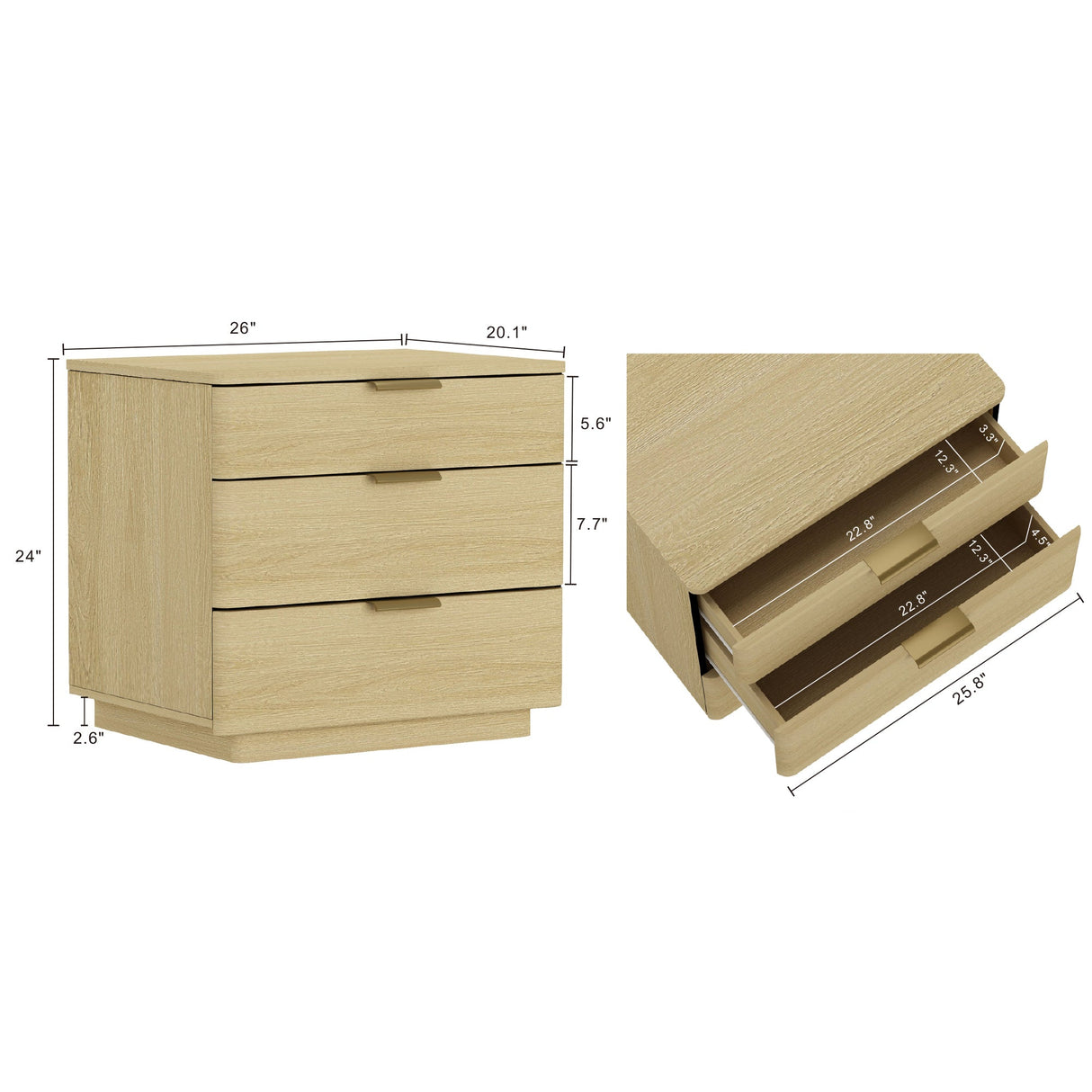 Payton Nightstand in Natural Oak and Gold by Manhattan Comfort at Eve Furniture