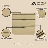 Payton Nightstand in Natural Oak and Gold by Manhattan Comfort at Eve Furniture