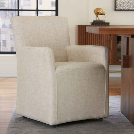 Peabody 25" Wheeled Armchair in Beige Linen by Home Trends & Design at Eve Furniture