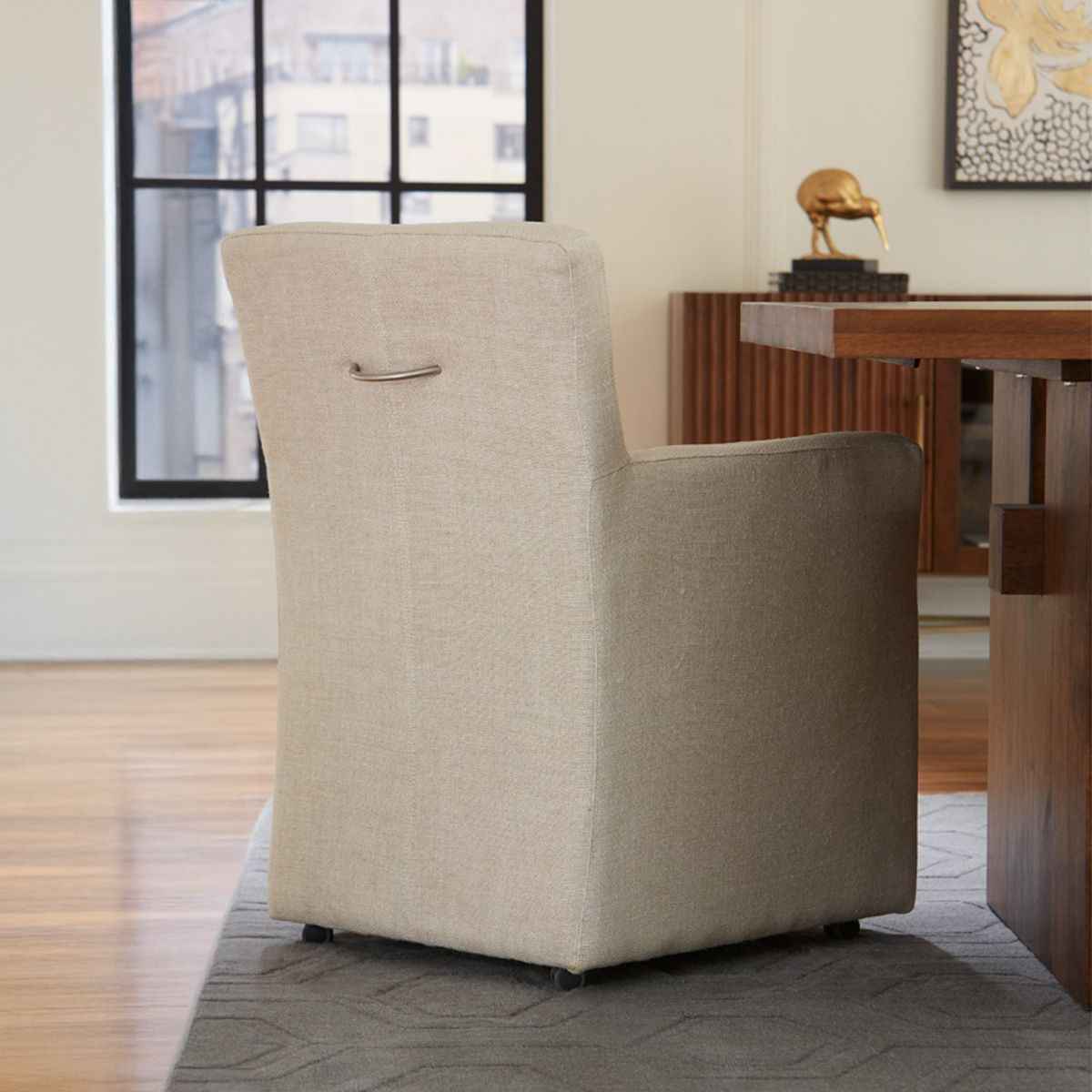Peabody 25" Wheeled Armchair in Beige Linen by Home Trends & Design at Eve Furniture