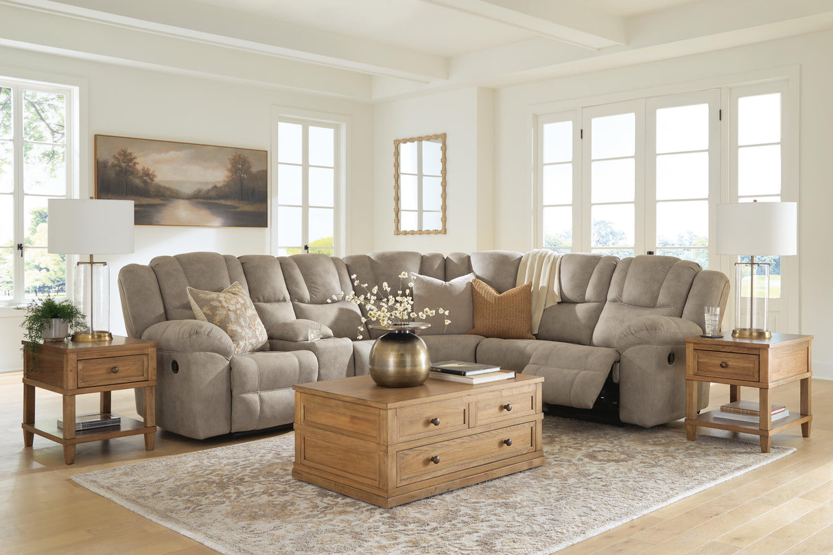 Pearce-Pike Birch 3-Piece Reclining Sectional with Console by Ashley at Eve Furniture