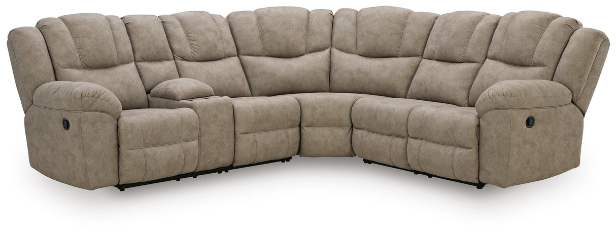 Pearce-Pike Birch 3-Piece Reclining Sectional with Console by Ashley at Eve Furniture
