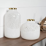 Pearl Short White Gold Rim Glass Vase by Mercana at Eve Furniture