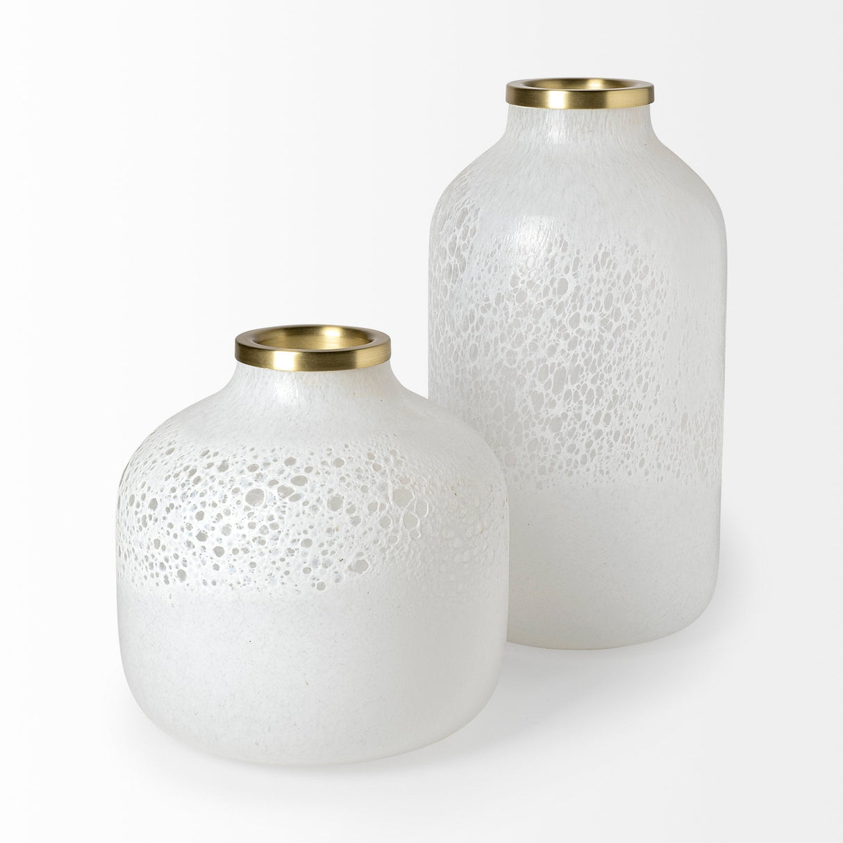 Pearl Short White Gold Rim Glass Vase by Mercana at Eve Furniture