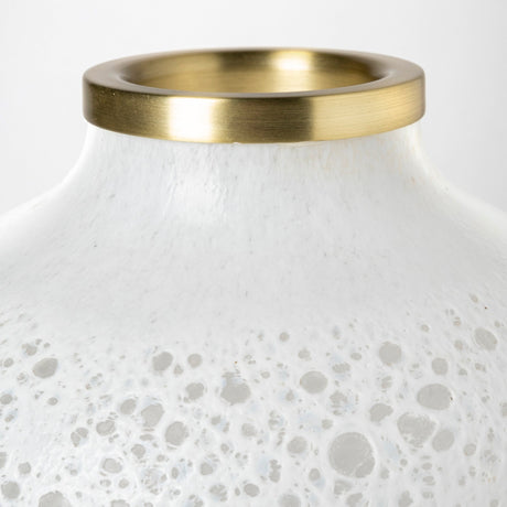 Pearl Short White Gold Rim Glass Vase by Mercana at Eve Furniture