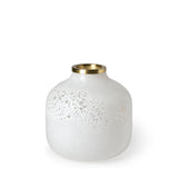 Pearl Short White Gold Rim Glass Vase by Mercana at Eve Furniture