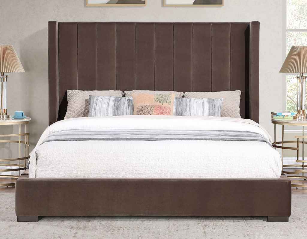 Pearson Chocolate Velvet Queen Bed by Steve Silver at Eve Furniture