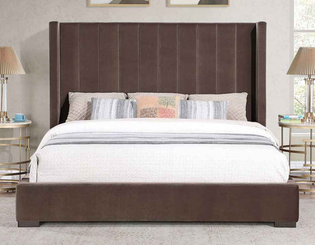 Pearson Chocolate Velvet Queen Bed by Steve Silver at Eve Furniture