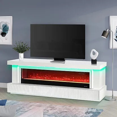 Pebble White Fire Place by New Era Innovations at Eve Furniture