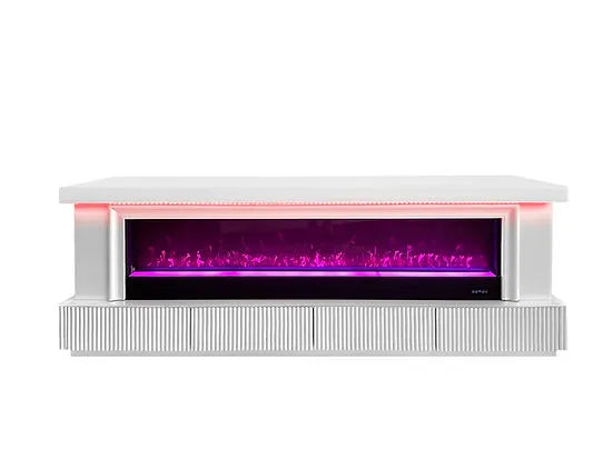 Pebble White Fire Place by New Era Innovations at Eve Furniture
