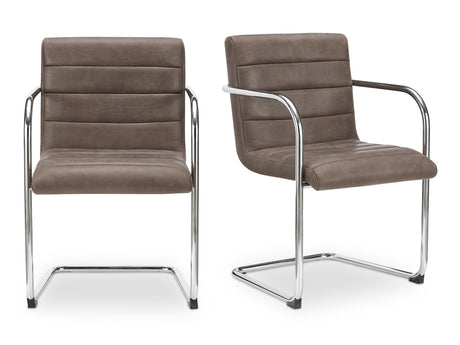 Pedro Dark Brown Leather Dining Chair (Set of 2) by MOES at Eve Furniture