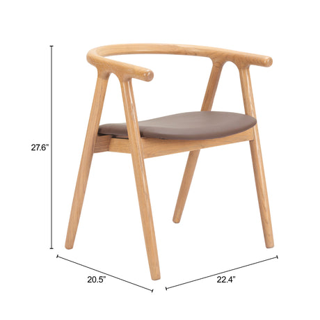 Peker Brown & Natural Dining Chair (Set of 2) by Zuomod at Eve Furniture