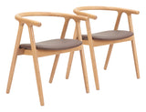 Peker Brown & Natural Dining Chair (Set of 2) by Zuomod at Eve Furniture