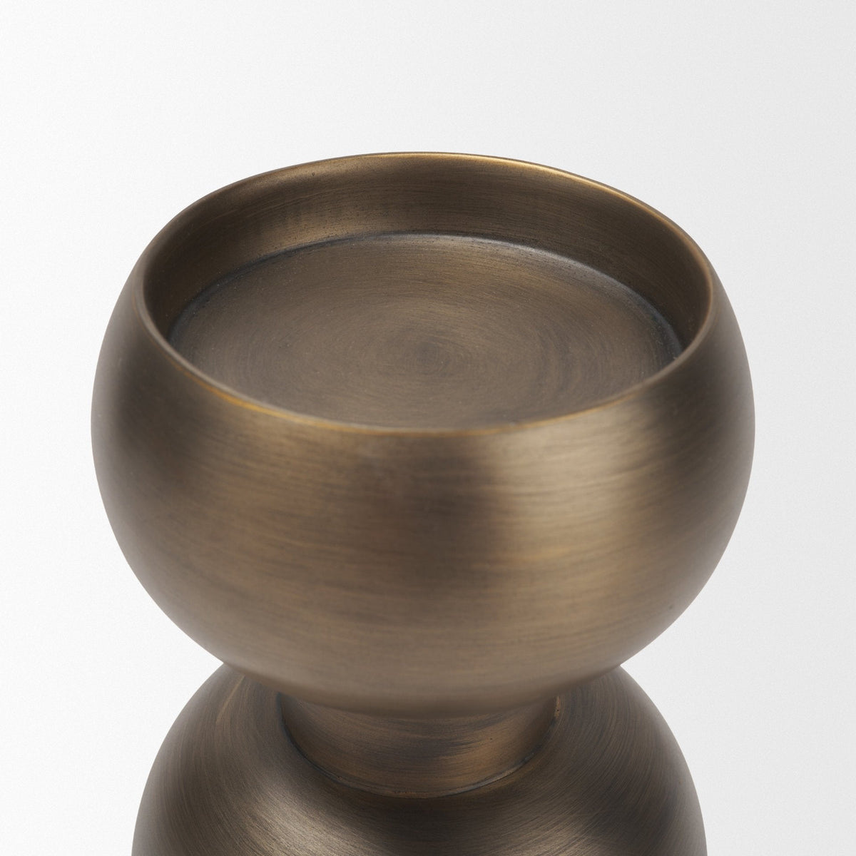 Pelar Small Antiqued Brass Stacked Pillar Candle Holder by Mercana at Eve Furniture