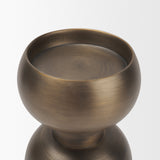 Pelar Small Antiqued Brass Stacked Pillar Candle Holder by Mercana at Eve Furniture