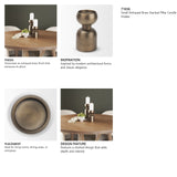 Pelar Small Antiqued Brass Stacked Pillar Candle Holder by Mercana at Eve Furniture