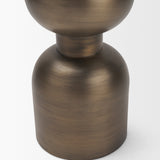 Pelar Small Antiqued Brass Stacked Pillar Candle Holder by Mercana at Eve Furniture