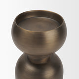 Pelar Small Antiqued Brass Stacked Pillar Candle Holder by Mercana at Eve Furniture