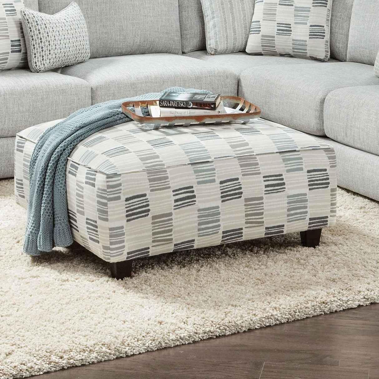 Pelham Stripe Multi Ottoman by Furniture of America at Eve Furniture